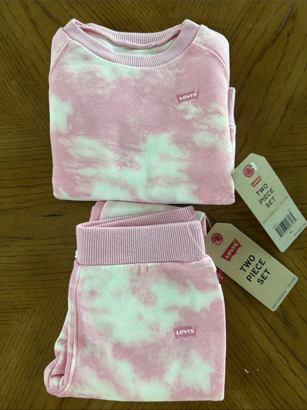Levi's Pink and White Tie-Dye Girls' Two-Piece Pajama Set